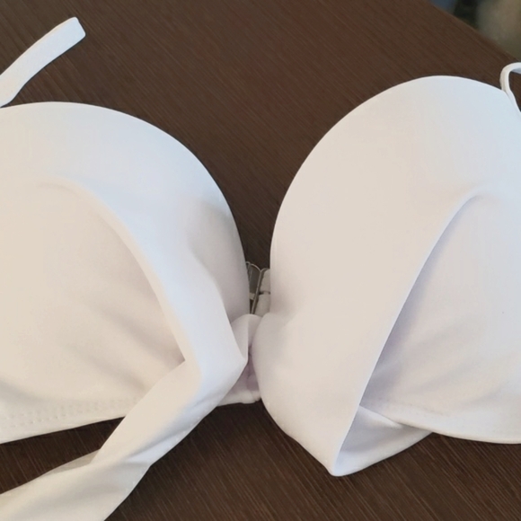 Zafuaz 3 Piece Bikini & Sleeved Cover Up Set White with Blue & Green Palm Tree S - Picture 4 of 13